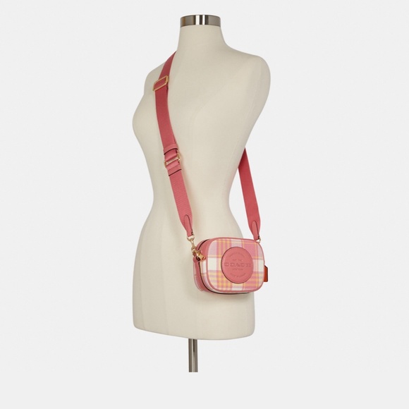 COACH Mini Dempsey Camera Bag With Garden Plaid Print And Coach Patch BRAND NEW - Picture 2 of 8